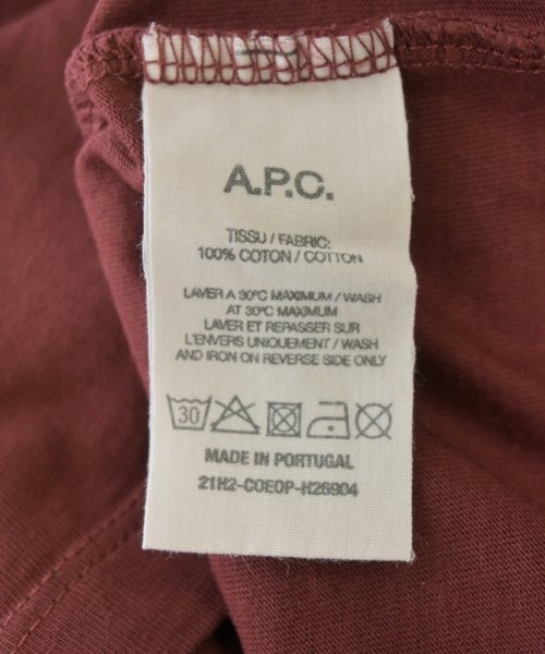 A.P.C.（アーペーセー）Tシャツ・カットソー 赤 サイズ:XS メンズ/2200698988033