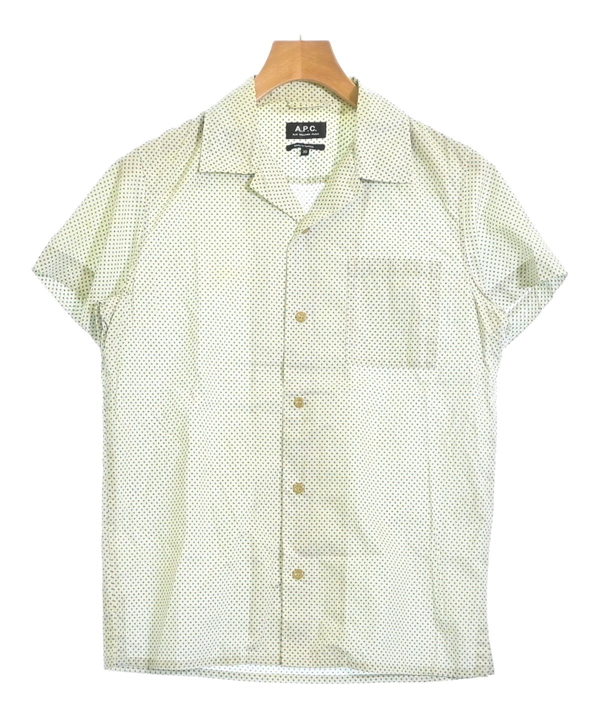 【極美品】A.P.C. アーペーセー 総柄シャツ L 白×緑 ボタニカル柄 A.P.C.（アーペーセー）カジュアルシャツ 白 サイズ:XS メンズ