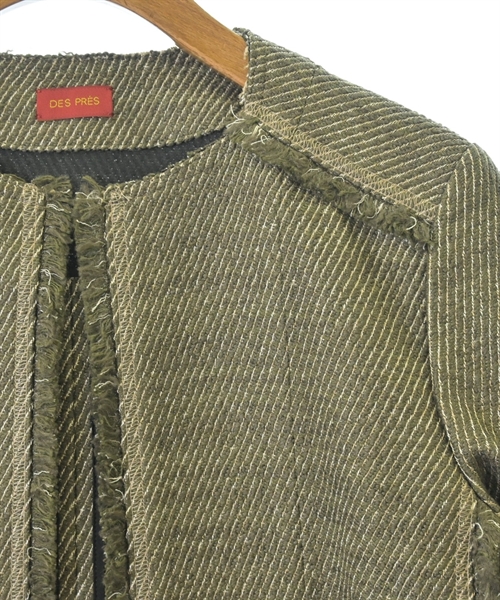 DES PRES（デプレ）ノーカラージャケット カーキ サイズ:34(XXS位) レディース/2200635364128