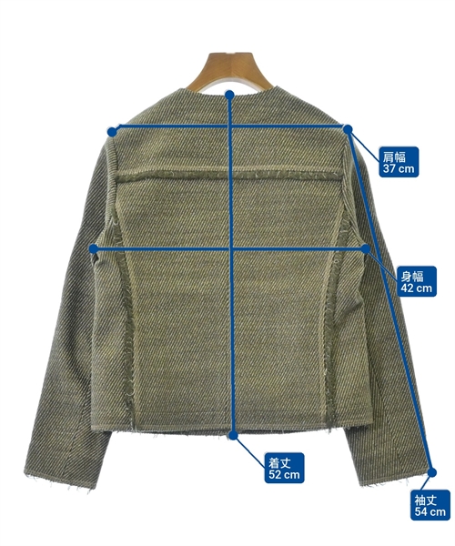 DES PRES（デプレ）ノーカラージャケット カーキ サイズ:34(XXS位) レディース/2200635364128