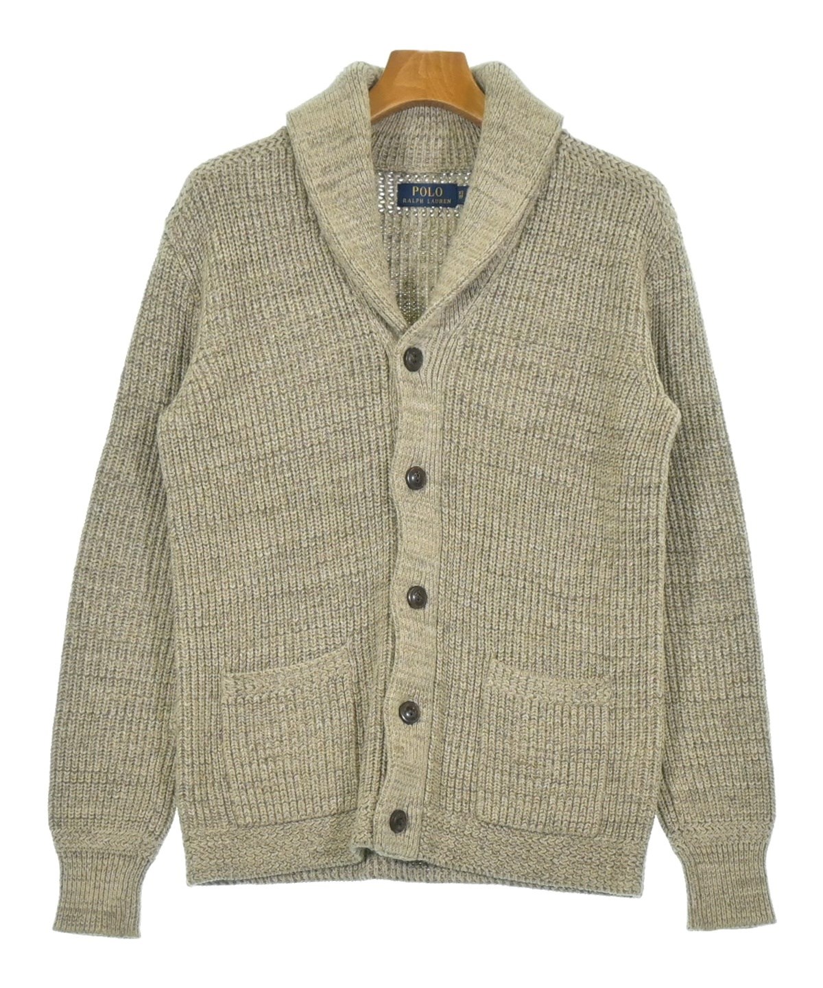 【美品】ラルフローレン カーディガン S ピマコットン ベージュ 極美品】現行タグ ラルフローレン ピマコットン カーディガン