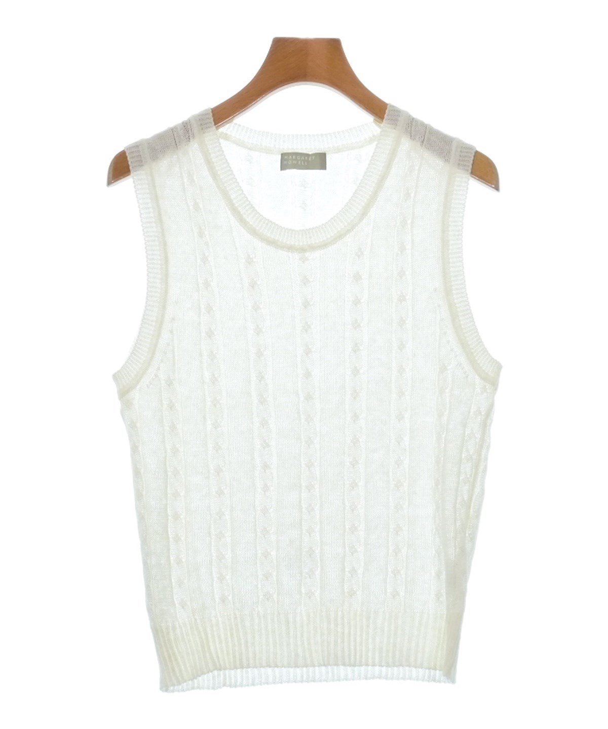 マーガレットハウエル 極美品 リネンニットベスト 2 白 MARGARET HOWELL（マーガレットハウエル）ベスト 白 サイズ:2(M位
