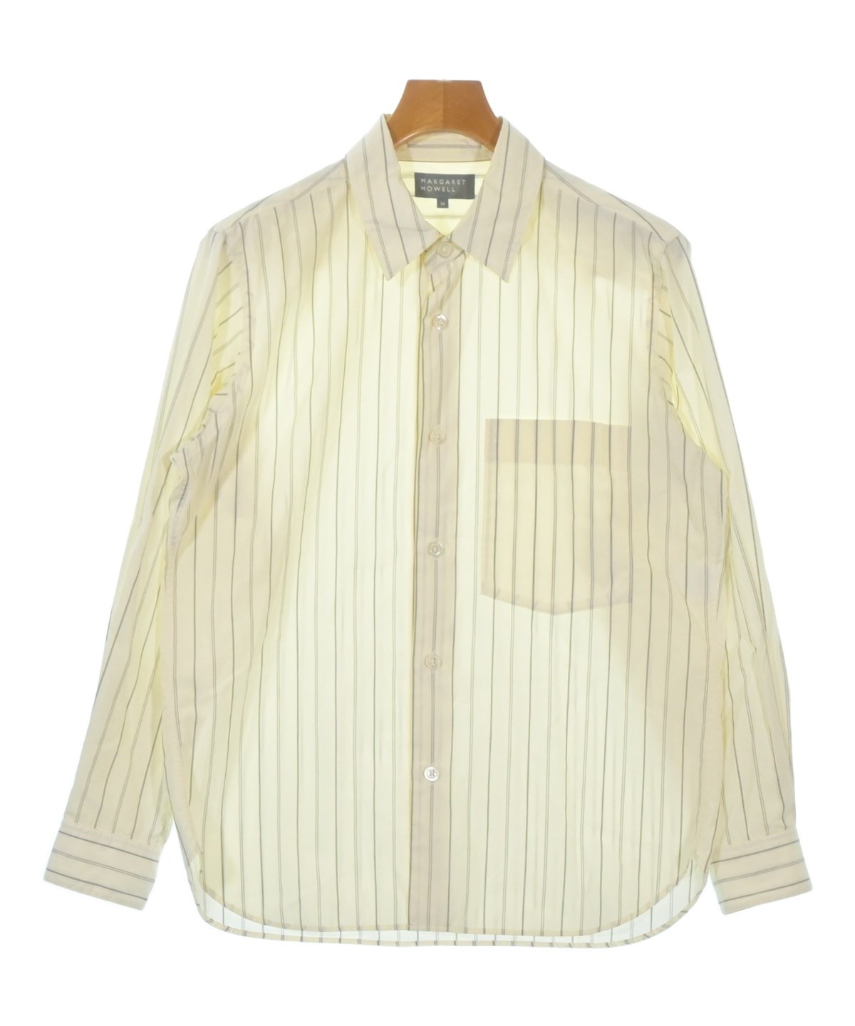 【美品】MARGARET HOWELL シャツ サイズI イエロー　春　夏 MARGARET HOWELL（マーガレットハウエル）カジュアルシャツ 黄 サイズ