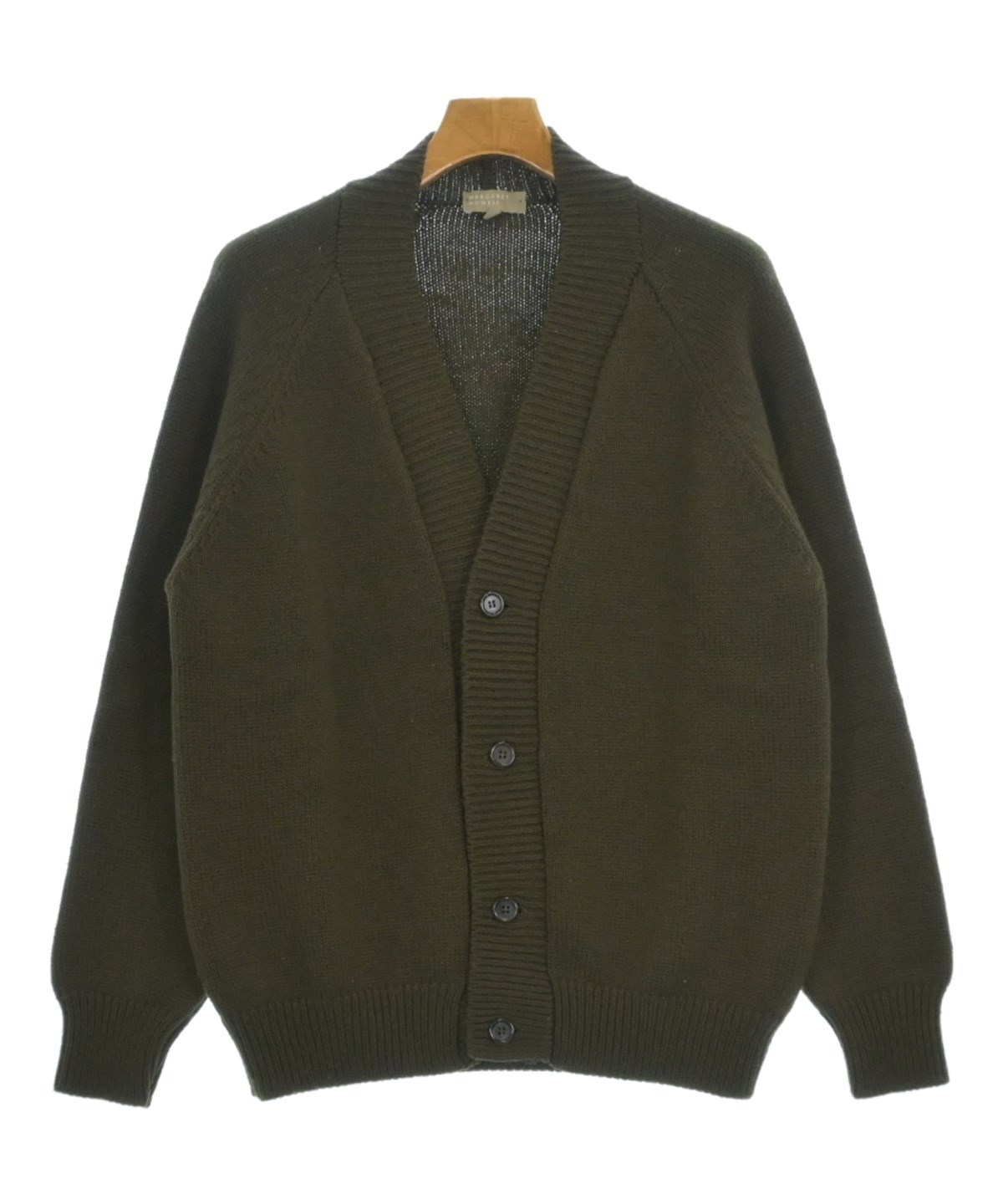 【美品】MARGARET HOWELL ウールカシミヤ カーディガン カーキ　L MARGARET HOWELL（マーガレットハウエル）カーディガン カーキ サイズ