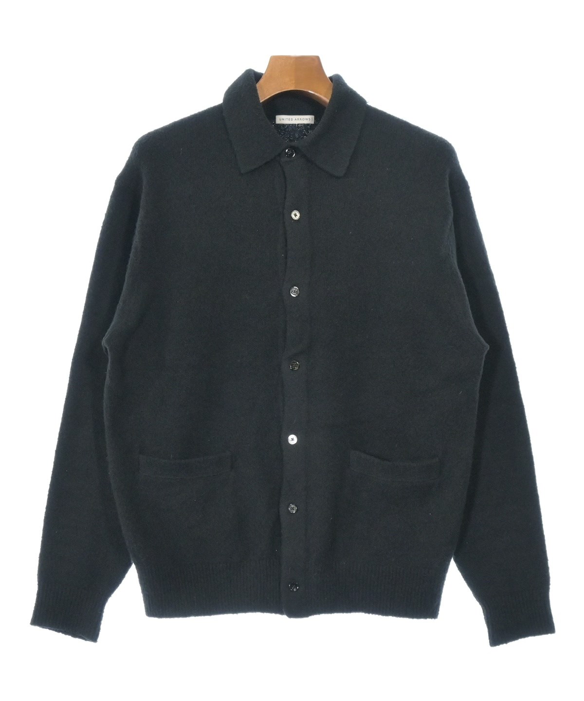 UNITED ARROWS 黒 長袖カーディガン BEAUTY＆YOUTH UNITED ARROWS カーディガン クレープ クルーネック