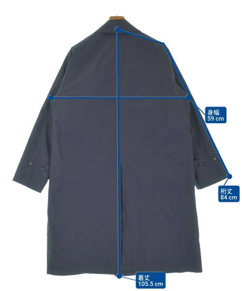 BEAMS F（ビームスエフ）ステンカラーコート 紺 サイズ:36(XS位) メンズ/2200673587015