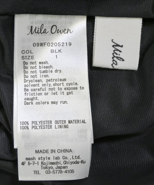 Mila Owen（ミラオーウェン）ワンピース 黒 サイズ:1(M位) レディース/2200664329044
