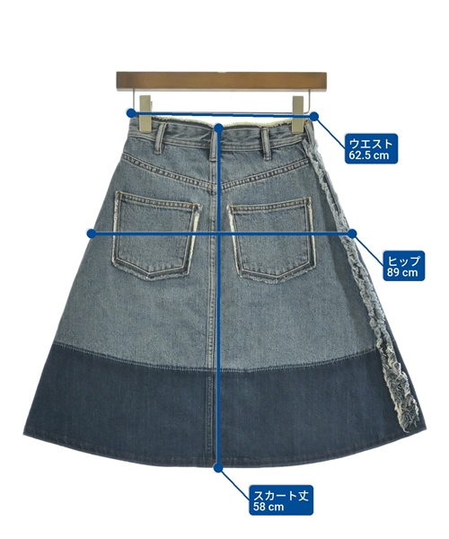 Acne Studios（アクネストゥディオズ）ひざ丈スカート 青 サイズ:32(XXS位) レディース/2200625605057