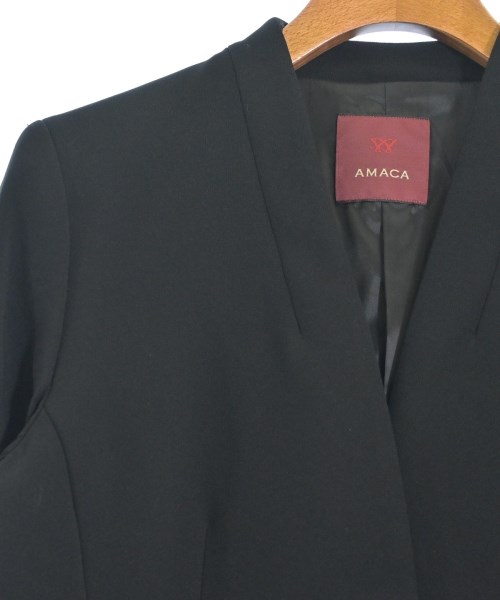AMACA（アマカ）ノーカラージャケット 黒 サイズ:38(M位) レディース/2200666450029