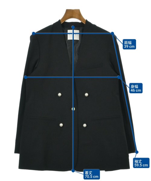 CINOH（チノ）ノーカラージャケット 黒 サイズ:40(M位) レディース/2200644747905