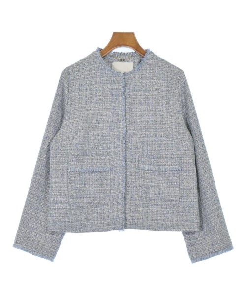 自由区(ジユウク)ノーカラージャケット 青 サイズ:38(M位)/2200672942044