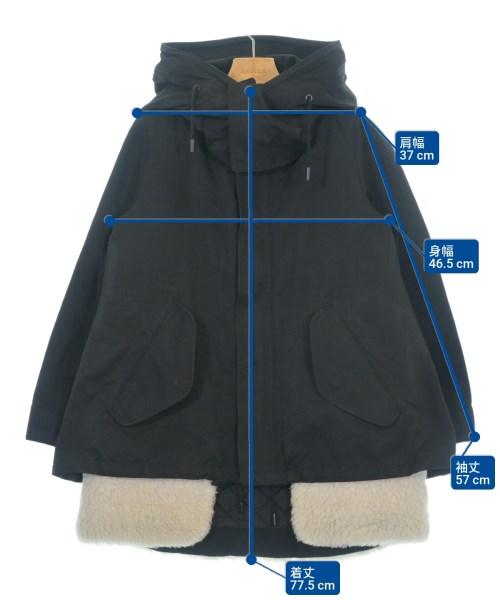 THE RERACS（ザリラクス）モッズコート 黒 サイズ:36(S位) レディース/2200618521012