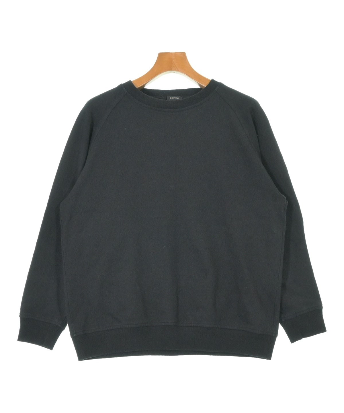 古着 comoli コモリ ラグラン スウェット 黒 COMOLI（コモリ）スウェット 黒 サイズ:-(L位) メンズ/2200620335218