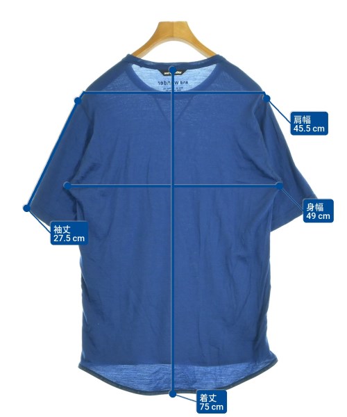 and wander（アンド　ワンダー）Tシャツ・カットソー 青 サイズ:L メンズ/2200638523065