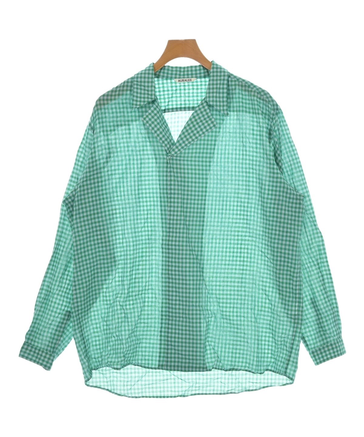 AURALEE オーラリー ストライプシャツ 緑 サイズ0 AURALEE（オーラリー）カジュアルシャツ 緑 サイズ:4(M位) メンズ