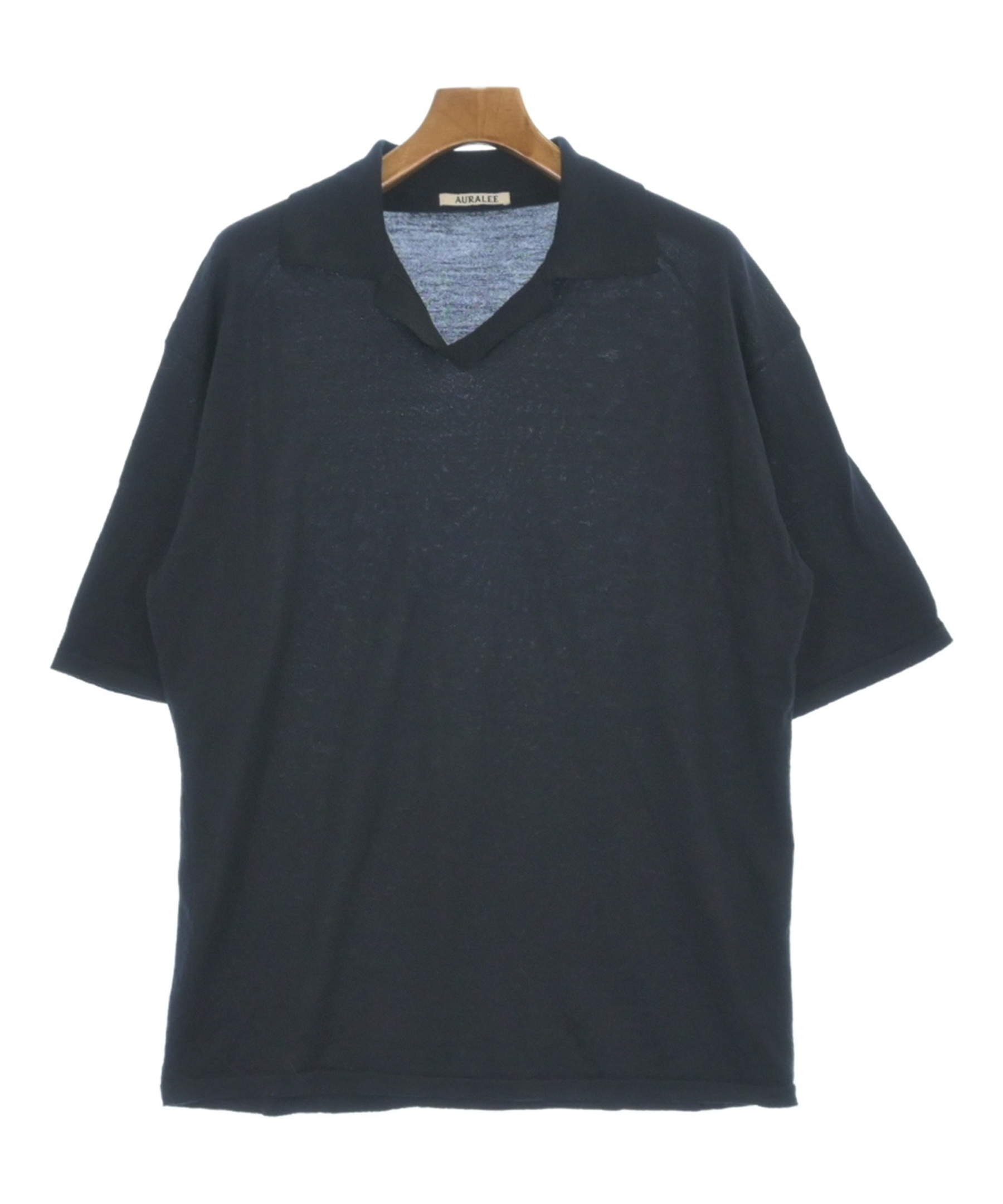オーラリー 半袖 ポロシャツ ニット ビッグサイズ 1 M 黒 ブラック オーラリー AURALEE 19AW 日本製 HARD TWIST MERINO KNIT BIG POLO
