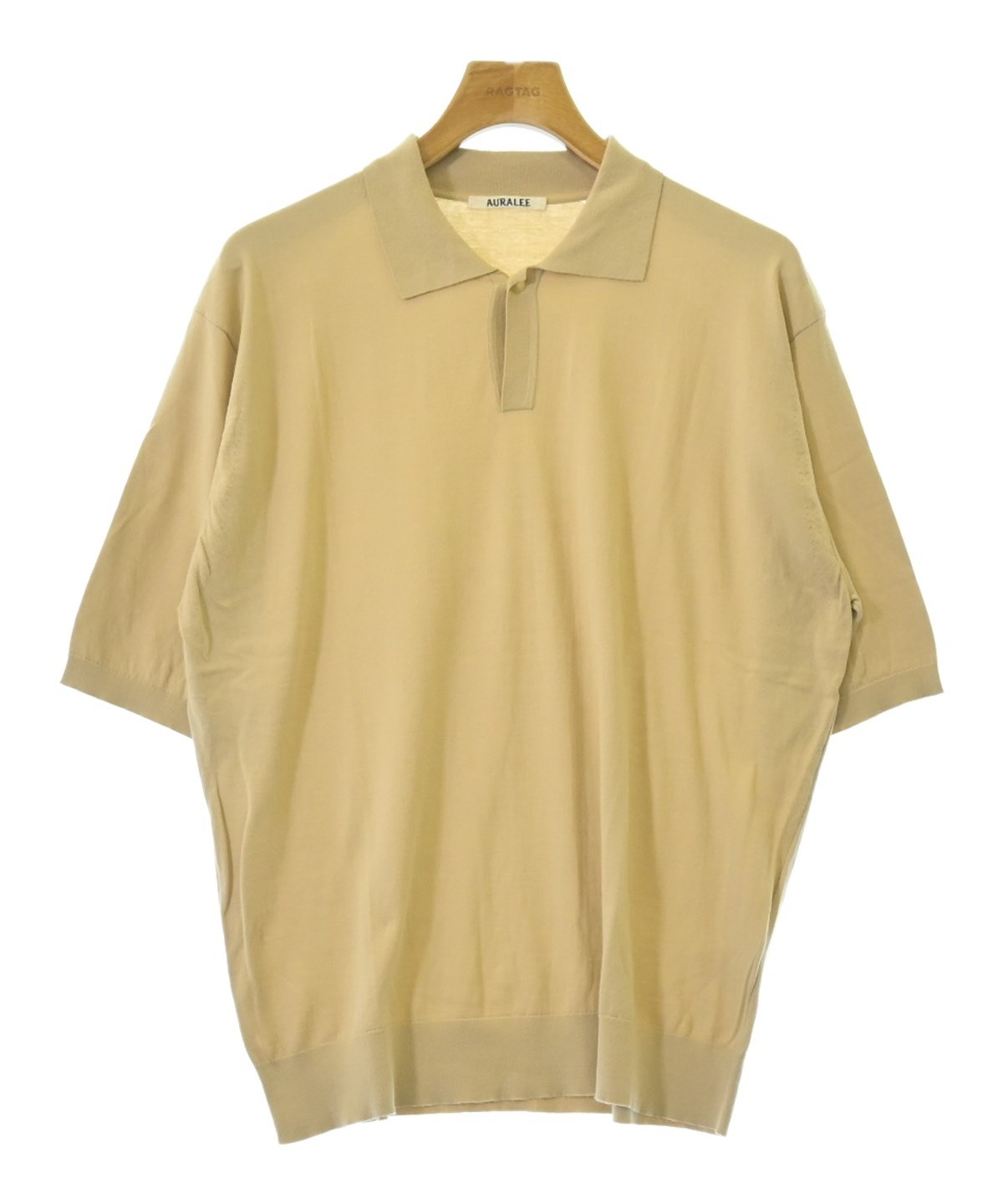 AURALEE ベージュ ニットポロシャツ 長袖 AURALEE（オーラリー）ニット・セーター ベージュ サイズ:3(S位