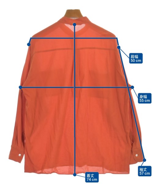 AURALEE（オーラリー）カジュアルシャツ オレンジ サイズ:3(S位) メンズ/2200628899040