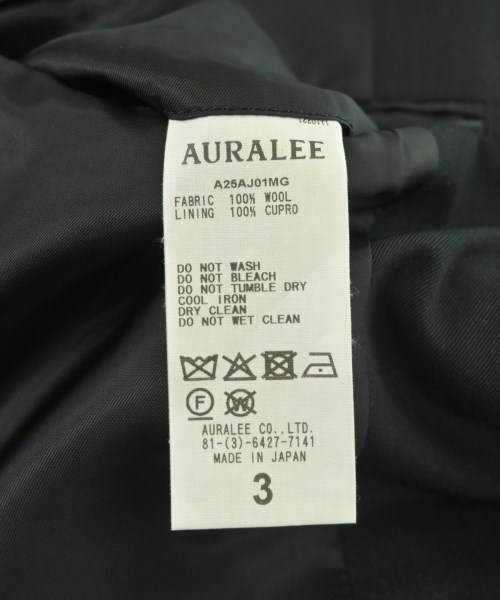 AURALEE（オーラリー）テーラードジャケット 黒 サイズ:3(S位) メンズ/2200622292014