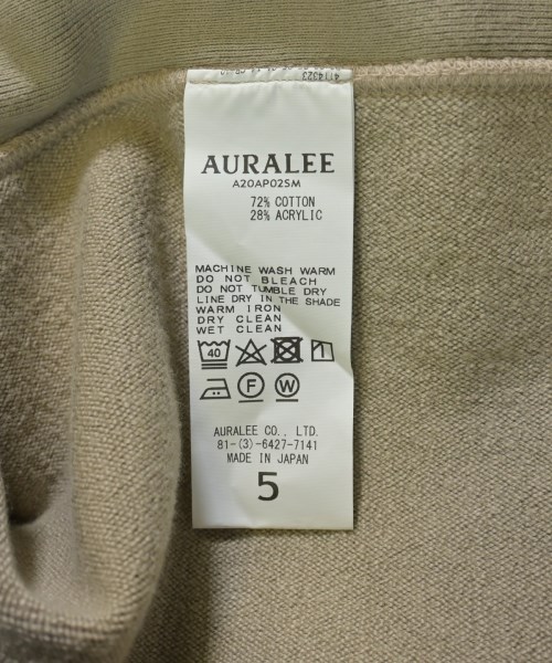 AURALEE（オーラリー）スウェット ベージュ サイズ:5(L位) メンズ/2200618906024