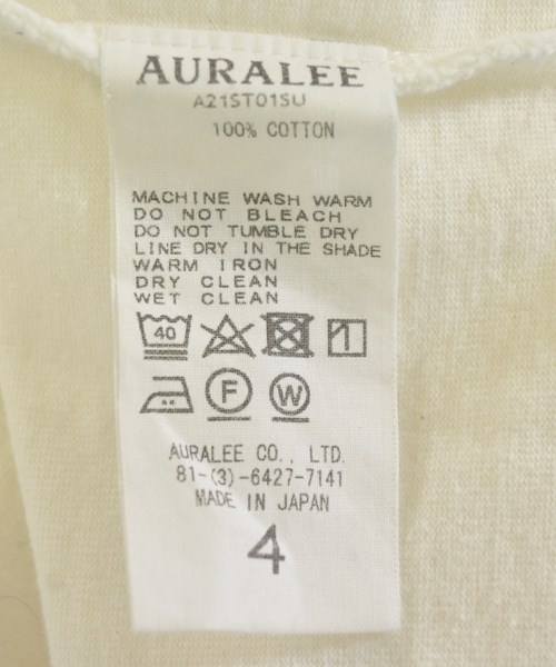 AURALEE（オーラリー）Tシャツ・カットソー 白 サイズ:4(M位) メンズ/2200712203043