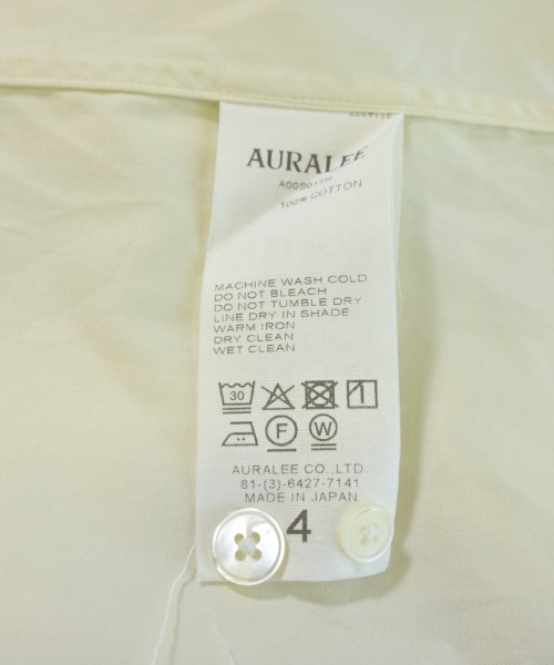 AURALEE（オーラリー）カジュアルシャツ 黄 サイズ:4(M位) メンズ/2200711068025