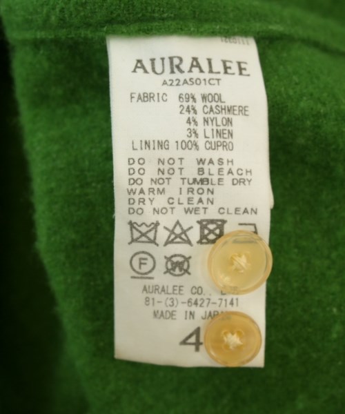 AURALEE（オーラリー）カジュアルシャツ 緑 サイズ:4(M位) メンズ/2200710341020