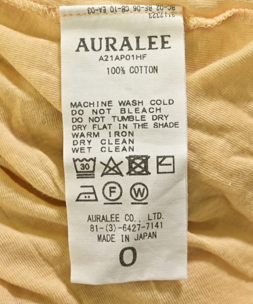 AURALEE（オーラリー）Tシャツ・カットソー 黄 サイズ:0(S位) レディース/2200719240089