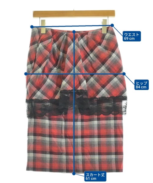 FACETASM（ファセッタズム）ひざ丈スカート 赤 サイズ:1(S位) レディース/2200641073076