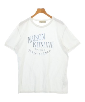 MAISON KITSUNE Tシャツ・カットソー L 白x緑(ボーダー) 【古着】【中古】 中古・古着通販】maison kitsune (メゾンキツネ) ボーダーカットソー
