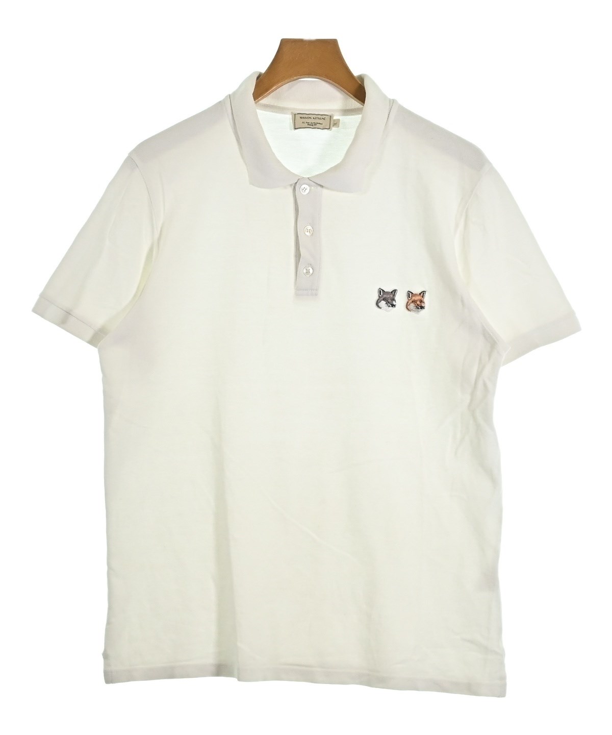 MAISON KITSUNE（メゾンキツネ）ポロシャツ 白 サイズ:L メンズ