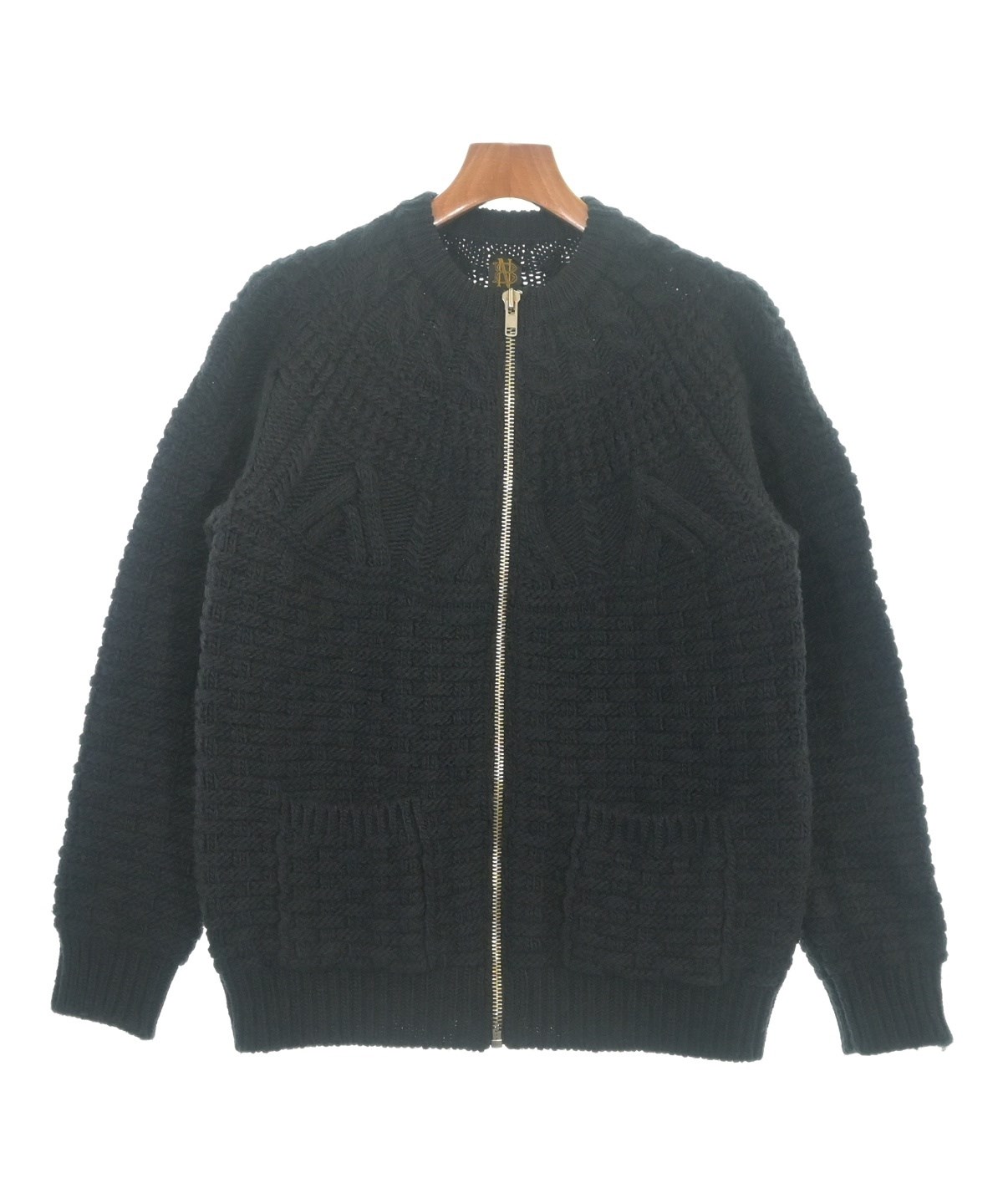 【本日限定価格】 BATONER ニットカーディガン 黒 サイズ2(Mサイズ) BATONER（バトナー）カーディガン 黒 サイズ:2(M位) メンズ