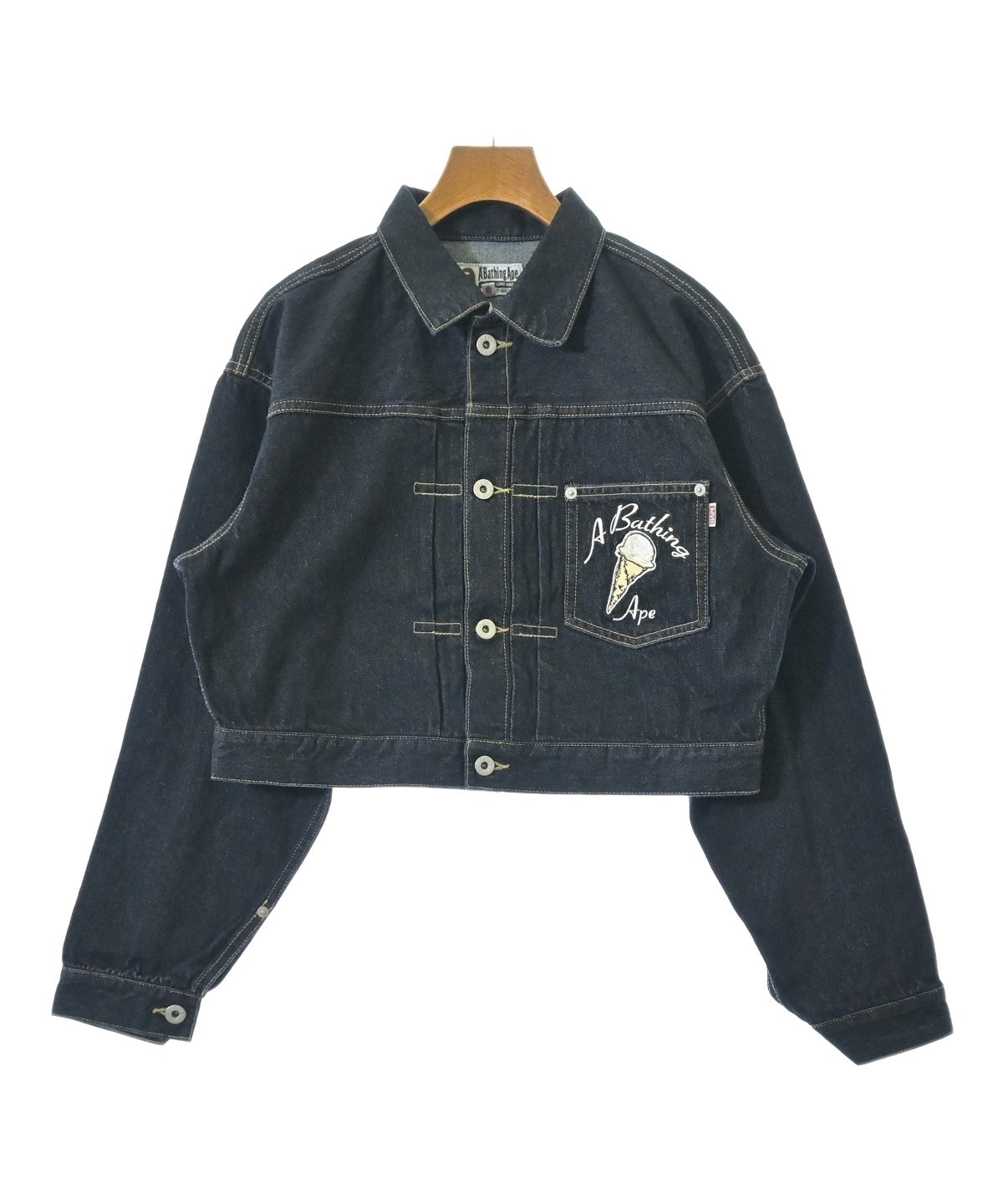 A BATHING APE（アベイシングエイプ）デニムジャケット 紺 サイズ:S