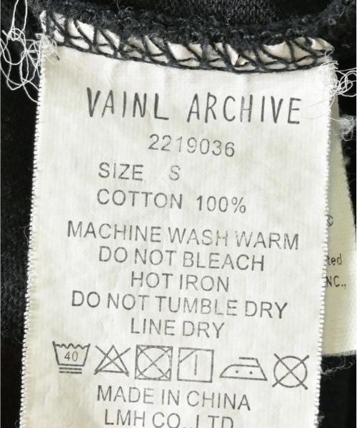 VAINL ARCHIVE（ヴァイナルアーカイブ）Tシャツ・カットソー 黒 サイズ:S メンズ/2200716238164
