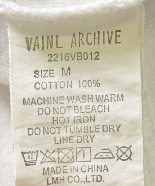 VAINL ARCHIVE（ヴァイナルアーカイブ）Tシャツ・カットソー 白 サイズ:M メンズ/2200716238195