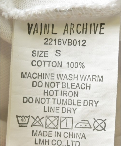 VAINL ARCHIVE（ヴァイナルアーカイブ）Tシャツ・カットソー 白 サイズ:S メンズ/2200716238225