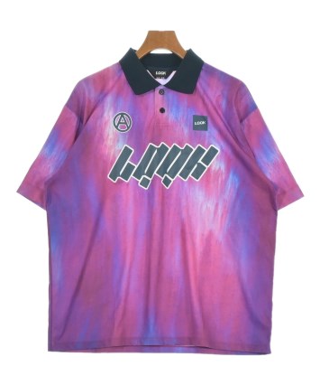 LQQK STUDIO 総柄 長袖ポロシャツ M ルックスタジオ LQQK STUDIO（ルックスタジオ）ポロシャツ 紫 サイズ:L メンズ