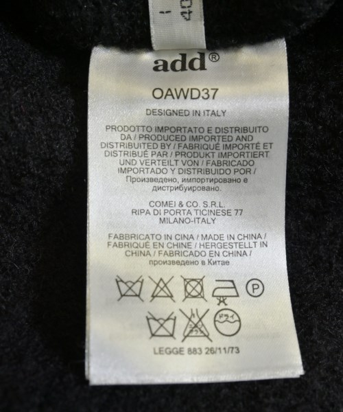 add（エーディーディー）ダウンジャケット/ダウンベスト 黒 サイズ:40(M位) レディース/2200621666069