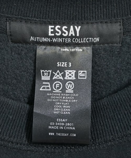 ESSAY（エッセイ）スウェット 黒 サイズ:3(L位) メンズ/2200651038010