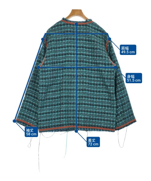 CITYSHOP（シティーショップ）ノーカラージャケット 青 サイズ:38(M位) レディース/2200646047034