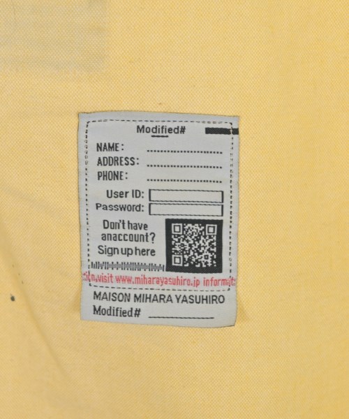 Maison MIHARA YASUHIRO（メゾンミハラヤスヒロ）カジュアルシャツ 黄 サイズ:44(S位) メンズ/2200680908216