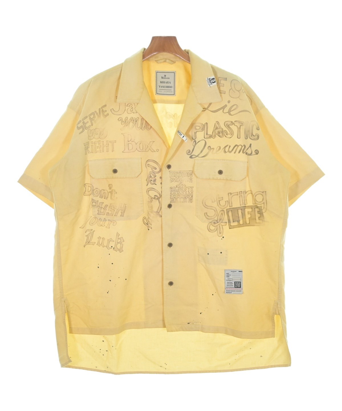 Maison MIHARA YASUHIRO カジュアルシャツ S 黄 【古着】【中古】【送料無料】 Maison MIHARA YASUHIRO（メゾンミハラヤスヒロ）カジュアルシャツ 黄