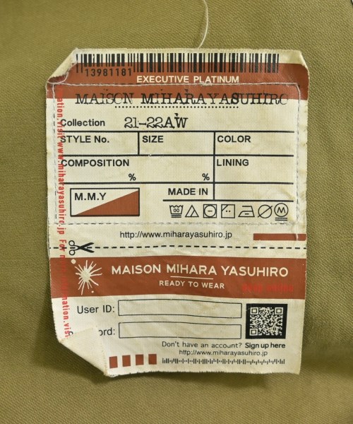 Maison MIHARA YASUHIRO（メゾンミハラヤスヒロ）その他 カーキ サイズ:-(XXL位) メンズ/2200704881013