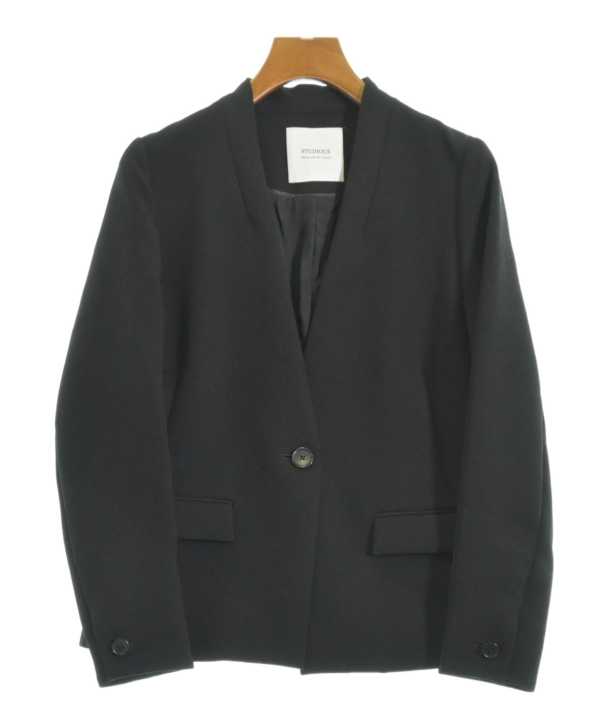 STUDIOUS（ステュディオス）ノーカラージャケット 黒 サイズ:0(XS位