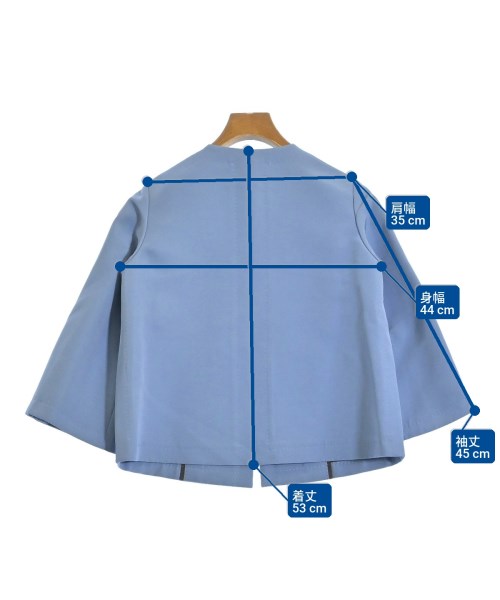 MIKAKO NAKAMURA（ミカコナカムラ）ノーカラージャケット 青 サイズ:36(S位) レディース/2200638013030