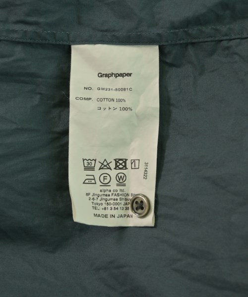 Graphpaper（グラフペーパー）カジュアルシャツ 緑 サイズ:F メンズ/2200634728020