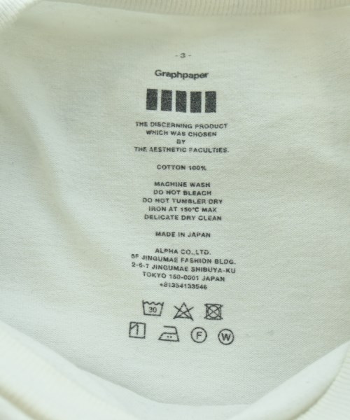 Graphpaper（グラフペーパー）Tシャツ・カットソー 白 サイズ:3(L位) メンズ/2200640986162