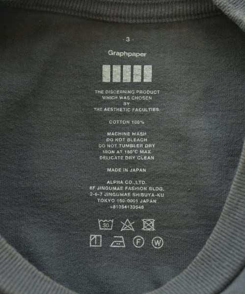 Graphpaper（グラフペーパー）Tシャツ・カットソー グレー サイズ:3(L位) メンズ/2200640986186