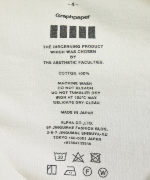 Graphpaper（グラフペーパー）Tシャツ・カットソー 白 サイズ:4(XL位) メンズ/2200536641151