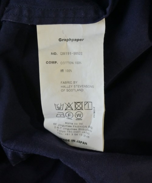 Graphpaper（グラフペーパー）カジュアルシャツ 紺 サイズ:2(M位) メンズ/2200620529013